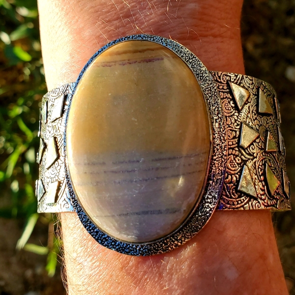 New Mookaite 925 Silver Cuff Bracelet. - Picture 4 of 16